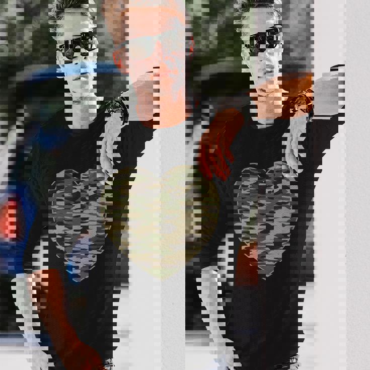 ハート迷彩服 レディース メンズ 迷彩 ミリタリー タクティカル 長袖Tシャツ 彼への贈り物