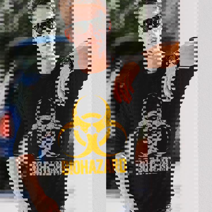 バイオハザード グランジスタイル アンティーク調 毒性 ビンテージ 長袖Tシャツ 彼への贈り物