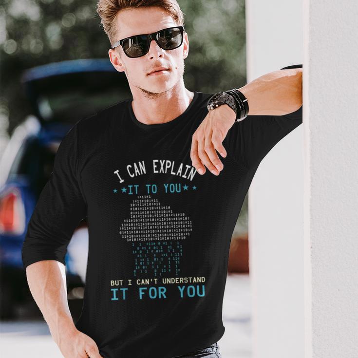 バイナリコーディング I Can Explain It コンピューターコーディングプログラマー 長袖Tシャツ 彼への贈り物