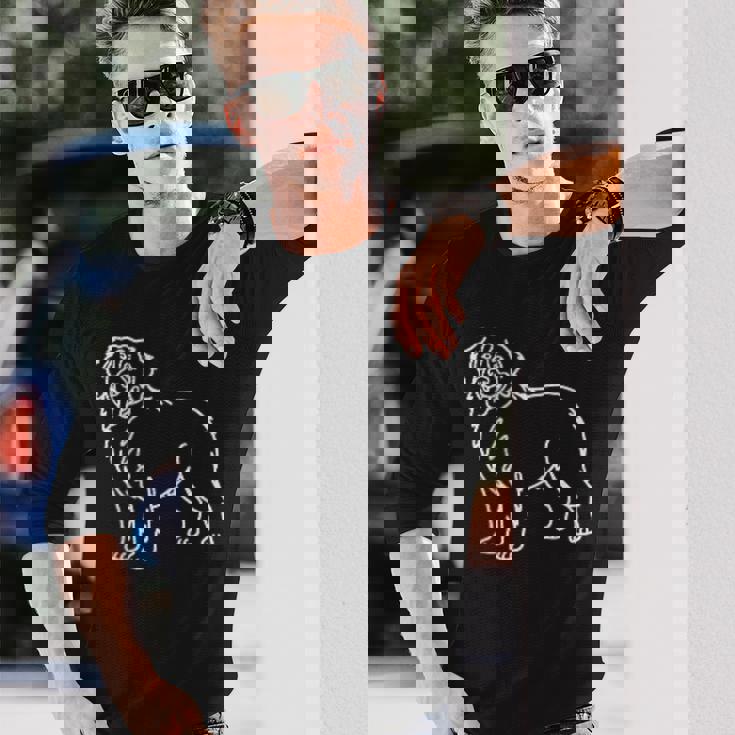 バーニーズマウンテンドッグ ミニマリストバッジ パッチラインアート 長袖Tシャツ 彼への贈り物