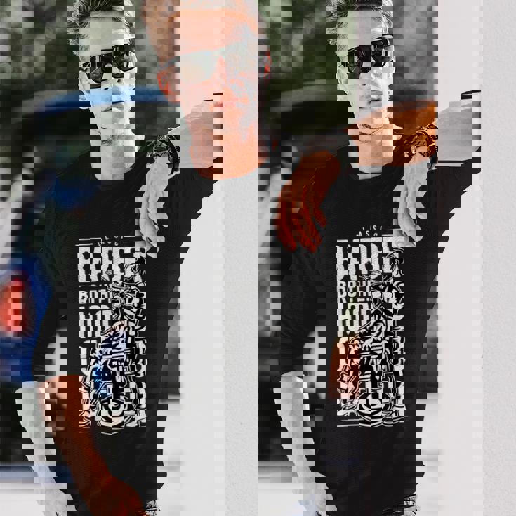 バーバーショップ メンズ バーバー ビアード 長袖Tシャツ 彼への贈り物