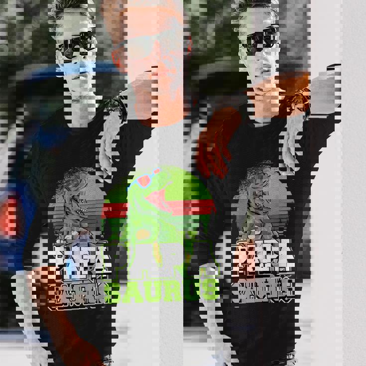 メンズ パパサウルス 恐竜 パパザウルス 父 誕生 誕生日 長袖Tシャツ 彼への贈り物