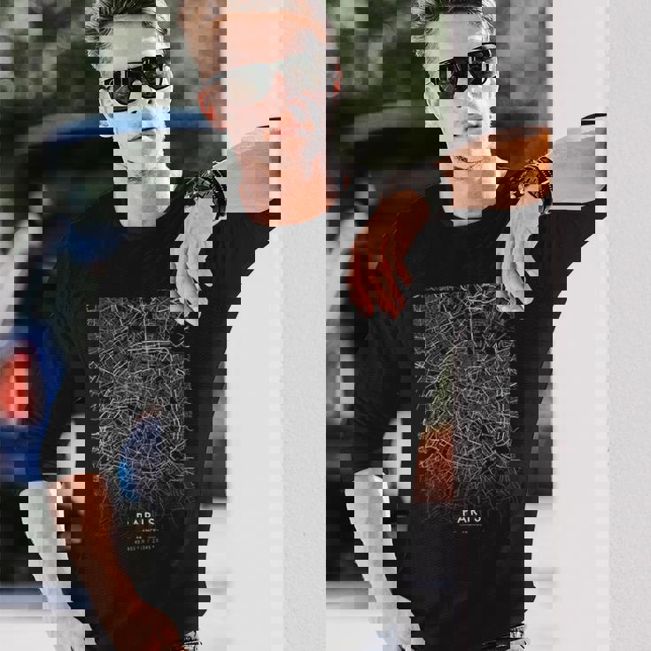 パリ フランス 面白い 街 コーディネート スカイライン 街 地図 長袖Tシャツ 彼への贈り物