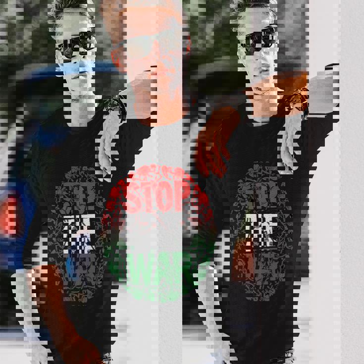 パレスチナ国旗 アラビア語タイポグラフィ パレスチナ国旗 長袖tシャツ 長袖Tシャツ 彼への贈り物