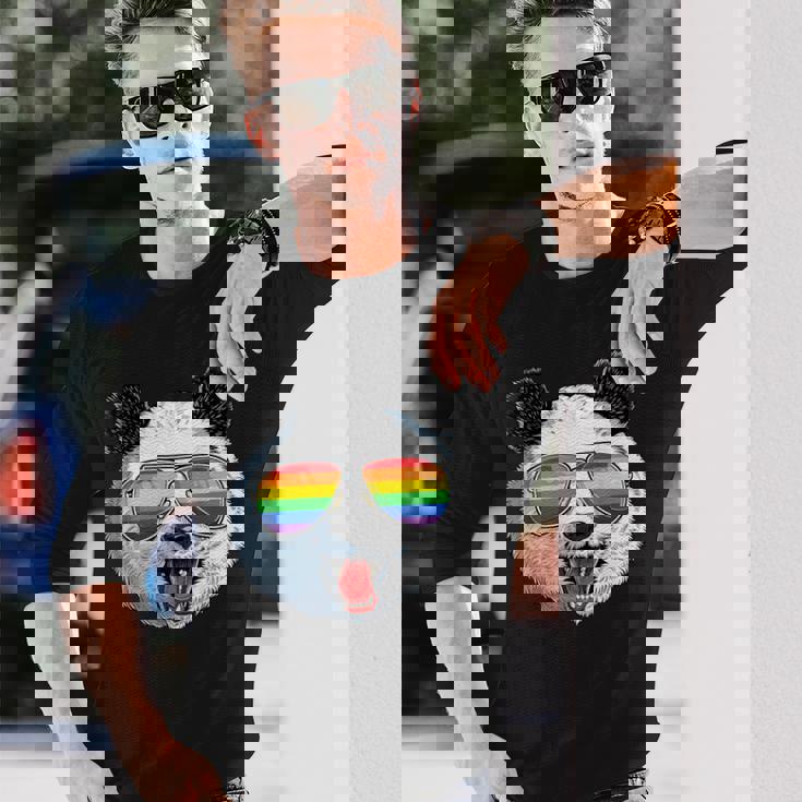 パンダ ゲイプライド Lgbt レインボーフラッグ サングラス Lgbtqギフト 長袖Tシャツ 彼への贈り物