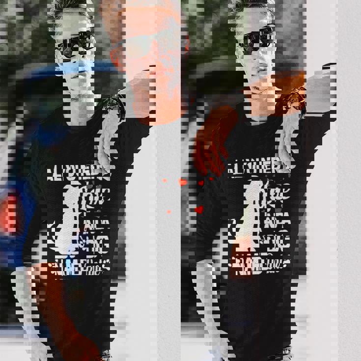 パーソナライズドドッグネームダンテかわいい犬ペット愛好家 長袖tシャツ 長袖Tシャツ 彼への贈り物