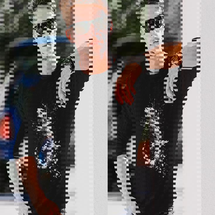 ヒョウモントカゲモドキ グランジ パンク スプラッター 長袖Tシャツ 彼への贈り物