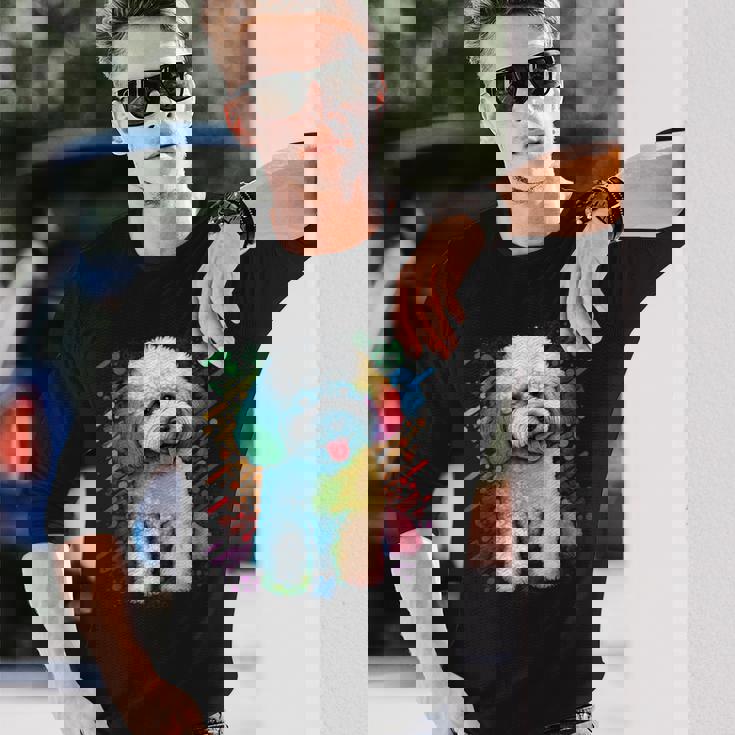 ビション・フリーゼ好きのかわいいビション・フリーゼの犬 長袖Tシャツ 彼への贈り物