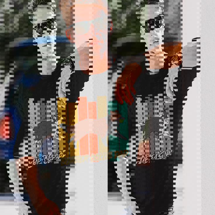 ビンテージ レッドボーダーコリー 犬 お父さん 犬 飼い主 父の日 長袖Tシャツ 彼への贈り物