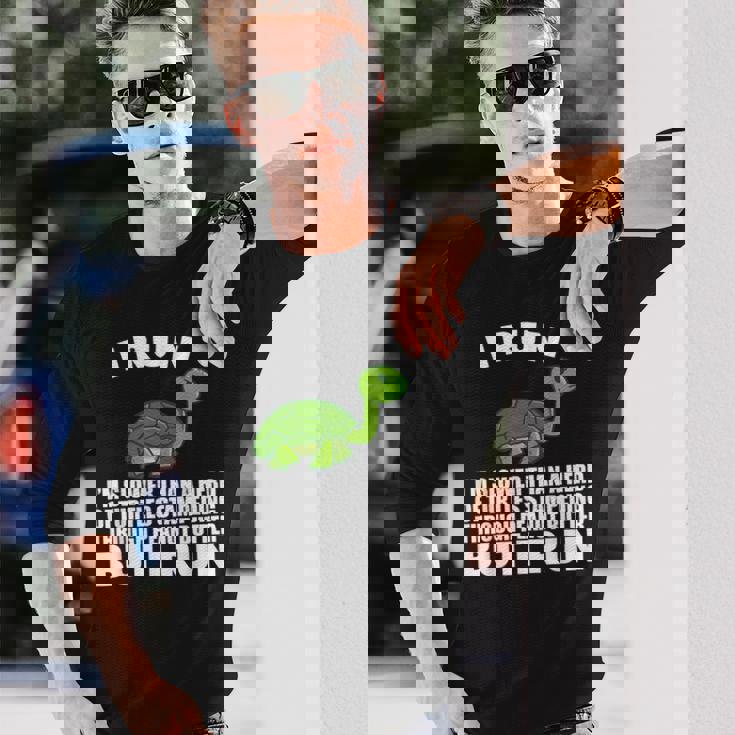 ピーナッツバターで亀よりもゆっくり走る 長袖Tシャツ 彼への贈り物