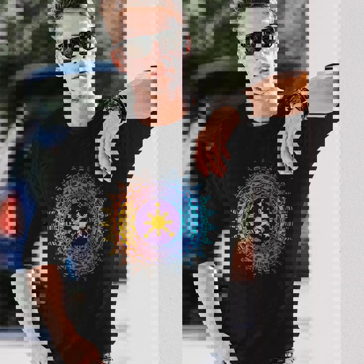 フィリピンの遺産 ヴィンテージ フィリピン国旗 アート ピース 長袖Tシャツ 彼への贈り物