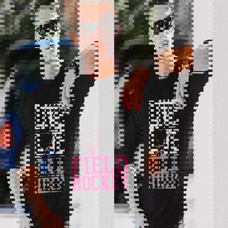 フィールドホッケー ライブ ラブ フィールドホッケー 長袖Tシャツ 彼への贈り物