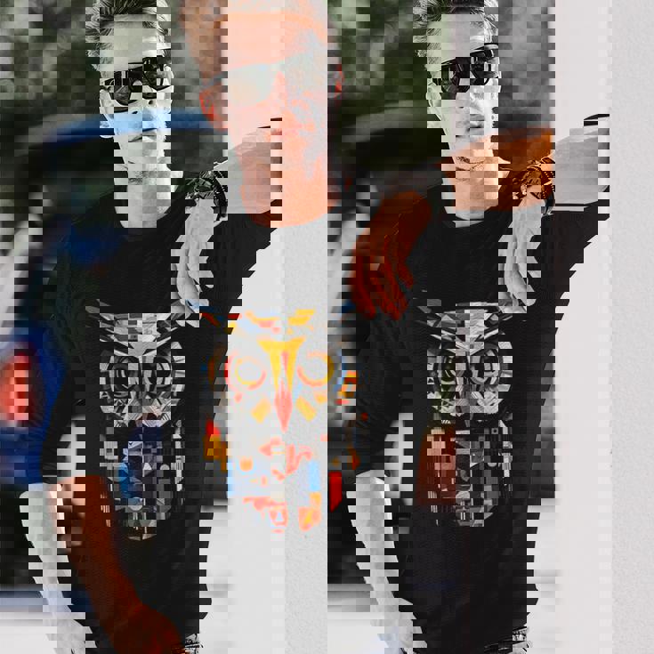 フクロウの恋人のアートワーク 長袖Tシャツ 彼への贈り物