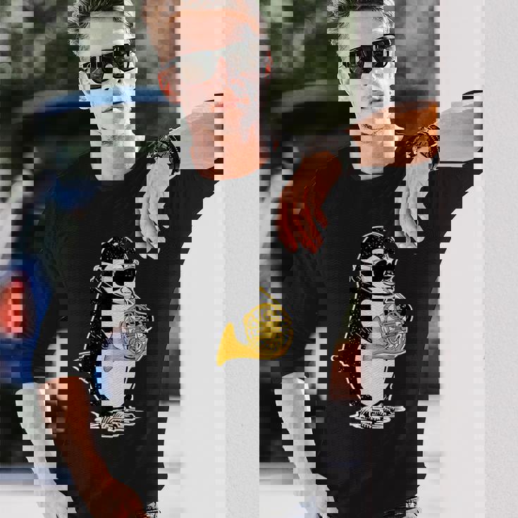 フレンチホルン奏者 ペンギン好き 音楽 フレンチホルン 長袖Tシャツ 彼への贈り物