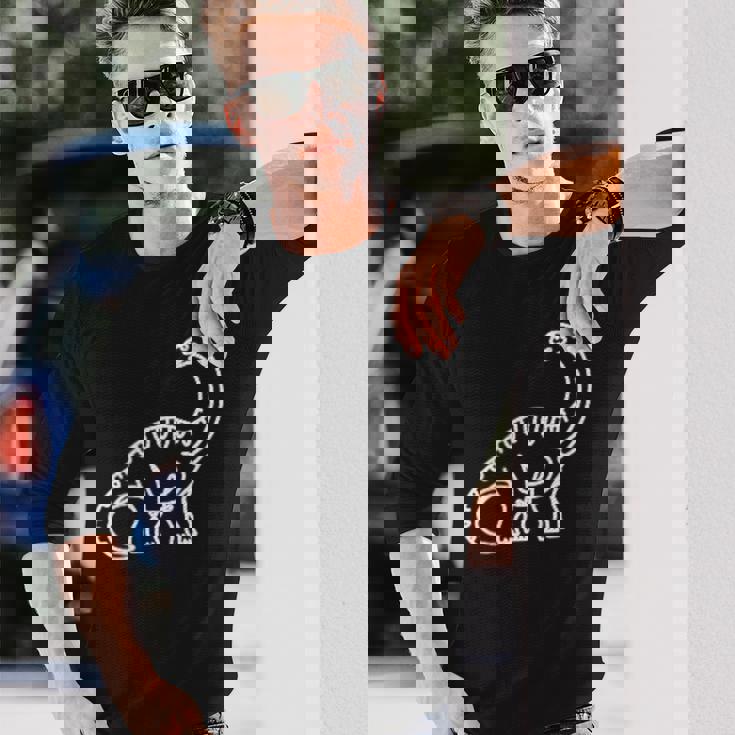 ブラキオサウルス ミニマリスト バッジ パッチライン アート 恐竜 長袖Tシャツ 彼への贈り物