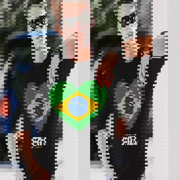 ブラジル国旗シャツ 長袖Tシャツ 彼への贈り物