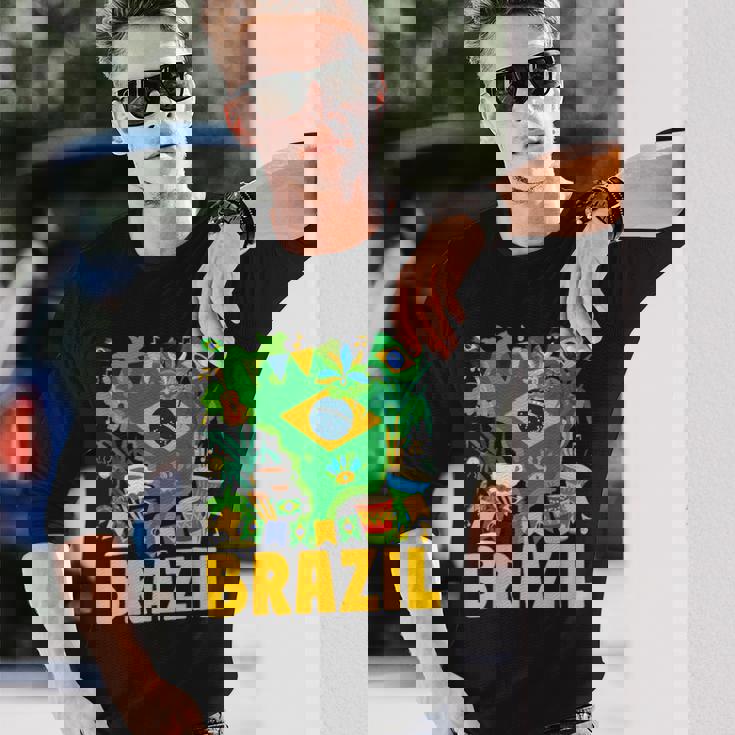 ブラジル国旗衣装のアイデア ブラジル&ブラジルの国旗 長袖Tシャツ 彼への贈り物