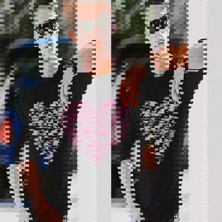 ブロブフィッシュ ラブ 深海 魚 海 動物 ハート ブロブフィッシュ 長袖Tシャツ 彼への贈り物