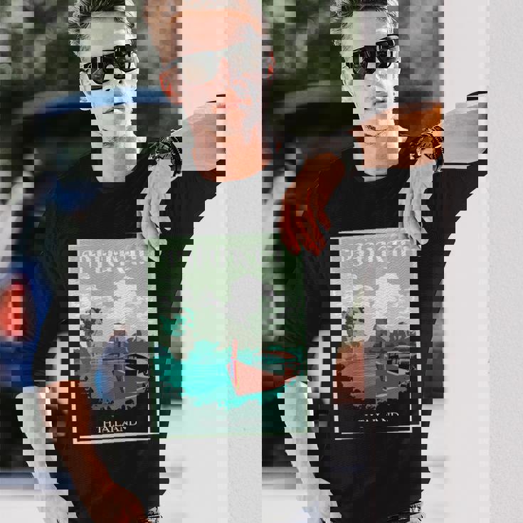 プーケット ロングテール ボート サムイ島 タイ 微笑みの国 バンコク お土産 旅行の贈り物 休暇 ビーチ パッタイ 長袖tシャツ 長袖Tシャツ 彼への贈り物