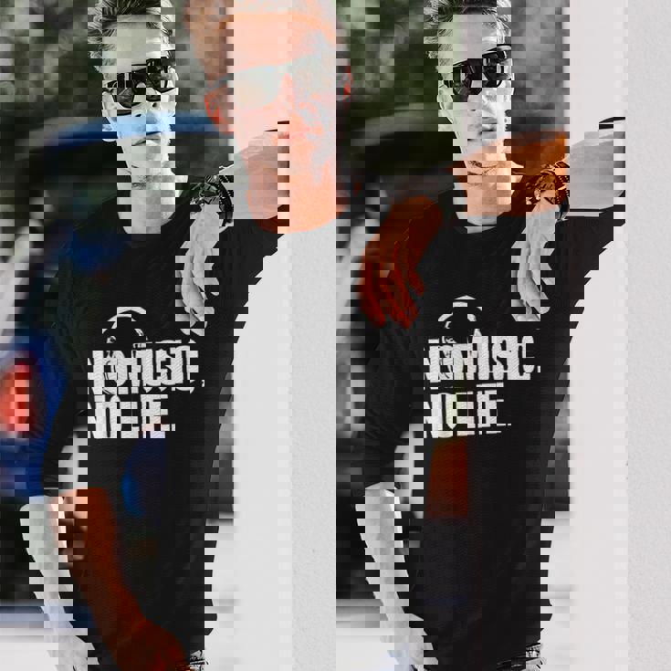 ヘッドホン No Music No Life Music Lover 長袖Tシャツ 彼への贈り物