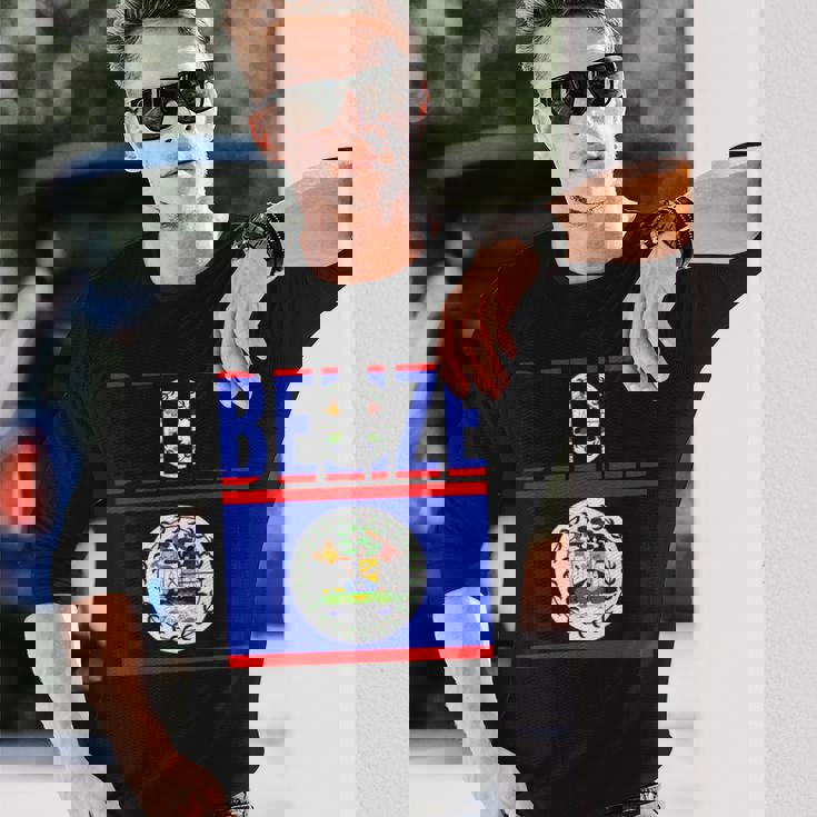 ベリーズ ベリーズの国旗 長袖Tシャツ 彼への贈り物