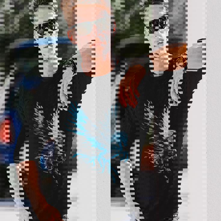 ペガサスユニコーンモチーフイラスト 長袖Tシャツ 彼への贈り物