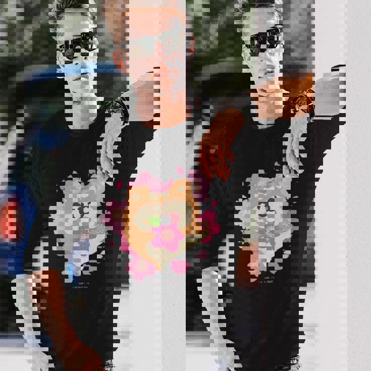 ボンレス犬とボンレス猫 桜 ボンレス犬 長袖Tシャツ 彼への贈り物