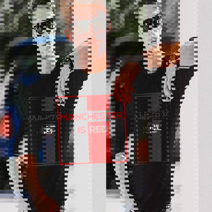 マンチェスター・イズ・レッド・ファニー・ユナイテッド・フットボール・サポーター 長袖Tシャツ 彼への贈り物