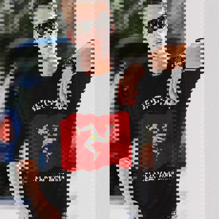 マン島国旗 マンクス語「エラン・ヴァンニン」トリスケリオン 長袖Tシャツ 彼への贈り物