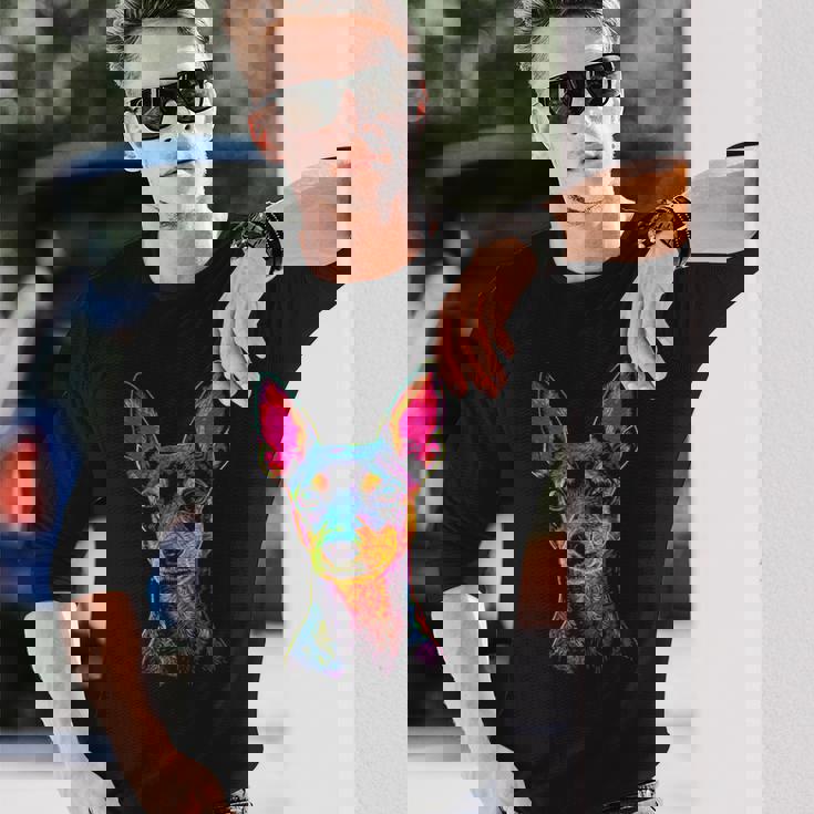 ミニチュアピンシャー 犬 モチーフ ペット ミニチュア ピンシャー 長袖Tシャツ 彼への贈り物