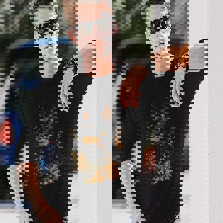 ミニチュアピンシャー 犬モチーフ ペットアート ミニチュアピンシャー 長袖Tシャツ 彼への贈り物