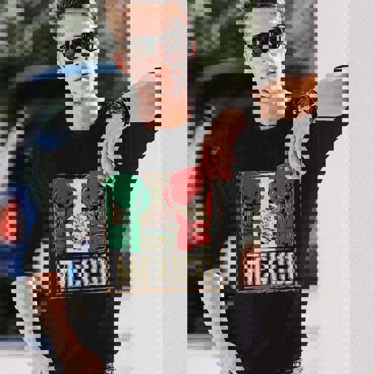 メキシコ ボクシンググローブ メキシコプライド スポーツファン ボクサーメンズ 長袖Tシャツ 彼への贈り物