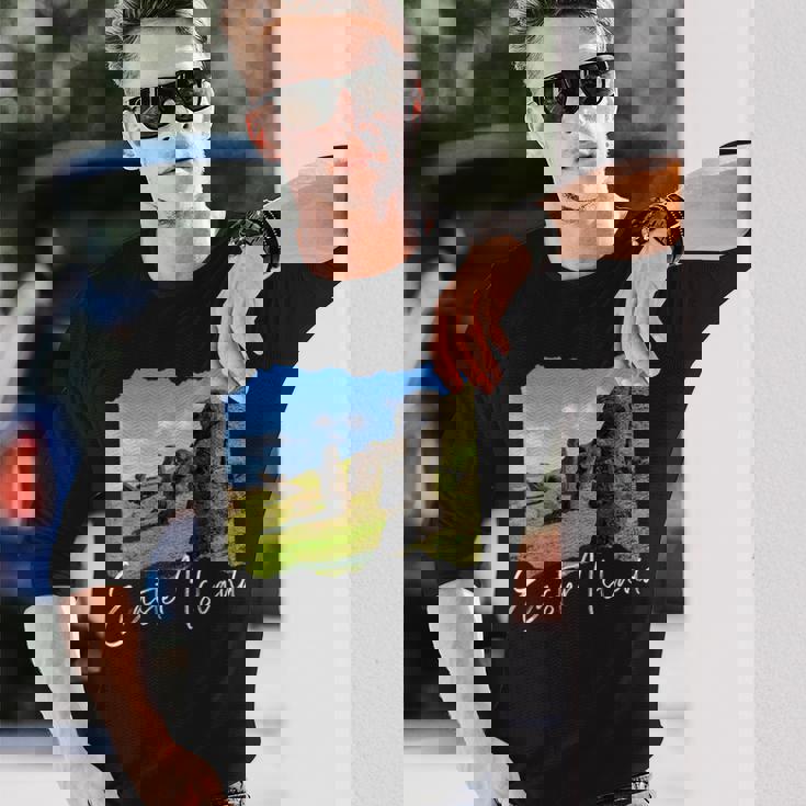 モアイ像 イースター島 ラパヌイ 長袖Tシャツ 彼への贈り物