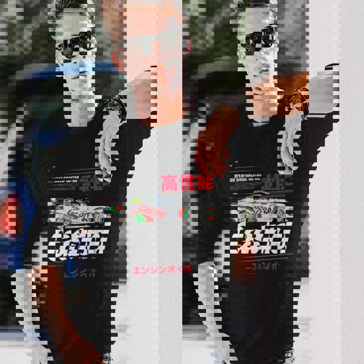 モーターオイル レーシングカー 日本語グラフィック Papl3540 長袖Tシャツ 彼への贈り物