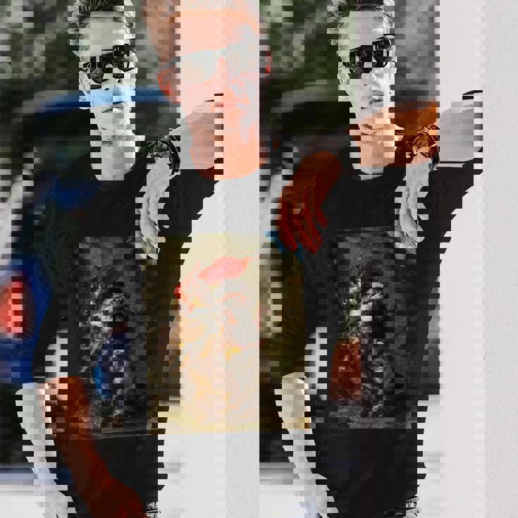 ライオンに襲われたアラブの騎手1850年ウジェーヌ・ドラクロワ 長袖Tシャツ 彼への贈り物