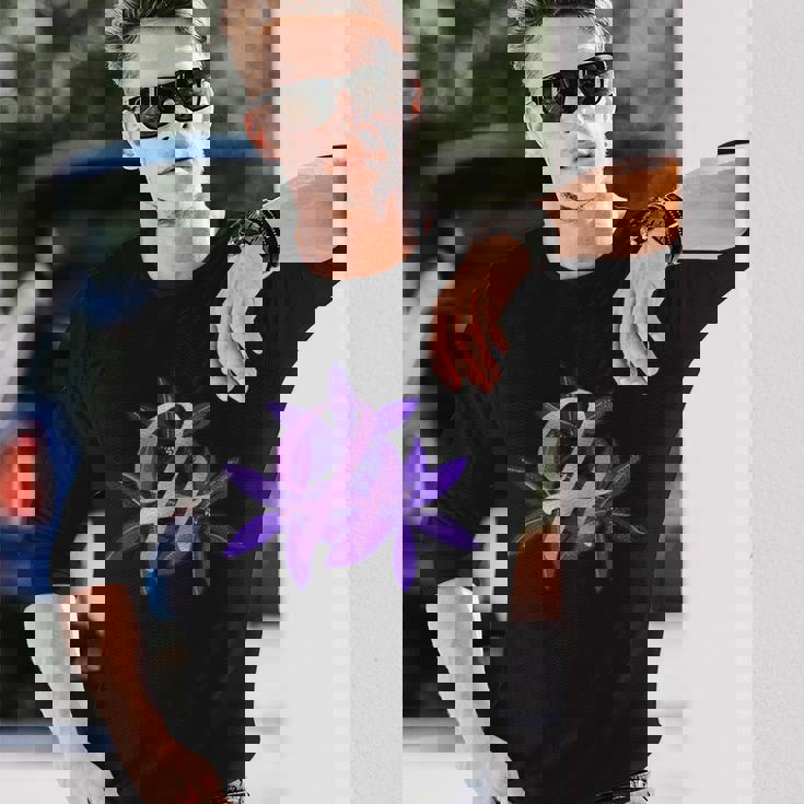 ライラック イニシャル H モノグラム パープル フローラル 長袖Tシャツ 彼への贈り物