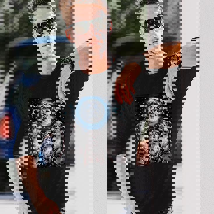 ラッコ マーチ カワウソ ハウリング 月 ヴィンテージ ラッコ 長袖Tシャツ 彼への贈り物