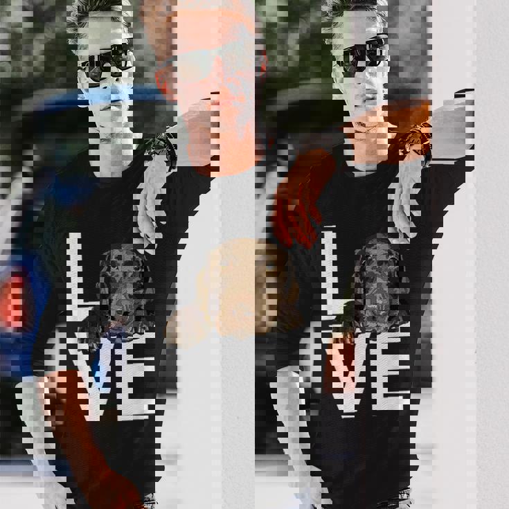 ラブラドールラブチョコレートラボラバー 長袖Tシャツ 彼への贈り物