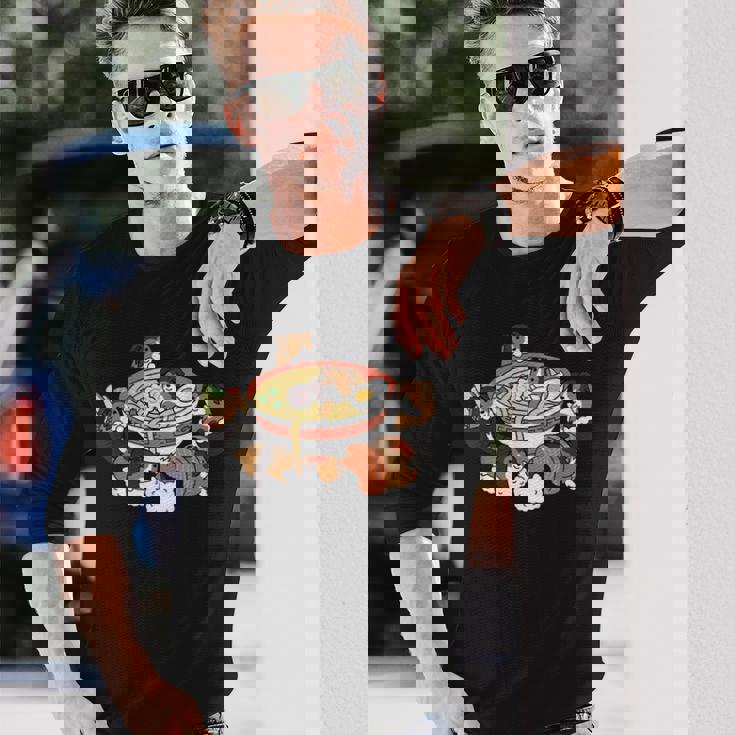 ラーメン 寿司 シェトランド シープドッグ 長袖Tシャツ 彼への贈り物