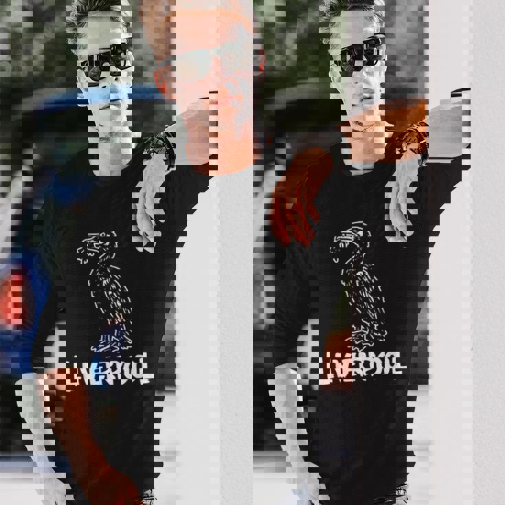 リバプール イングランド リバード Zine インク ホワイトプリント 長袖Tシャツ 彼への贈り物