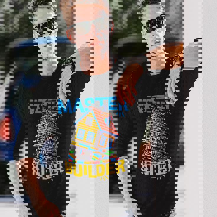 レゴのレンガ造りマスタービルダー面白い曲がった家。 長袖tシャツ 長袖Tシャツ 彼への贈り物
