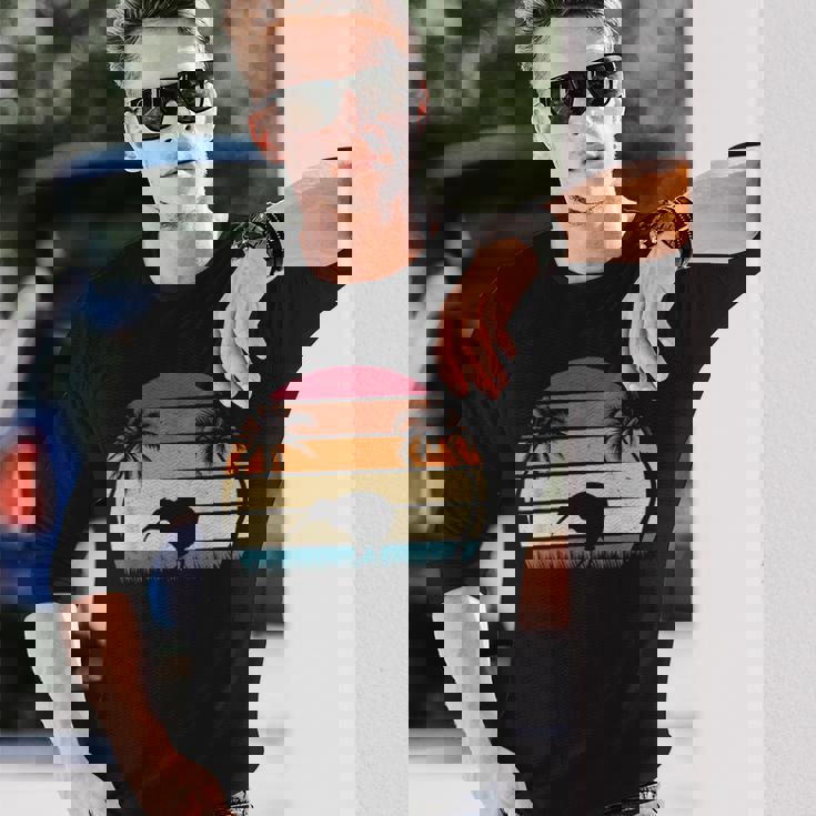 レトロ キウイバード サンセット キウイ鳥 ニュージーランド キウイ鳥 長袖Tシャツ 彼への贈り物