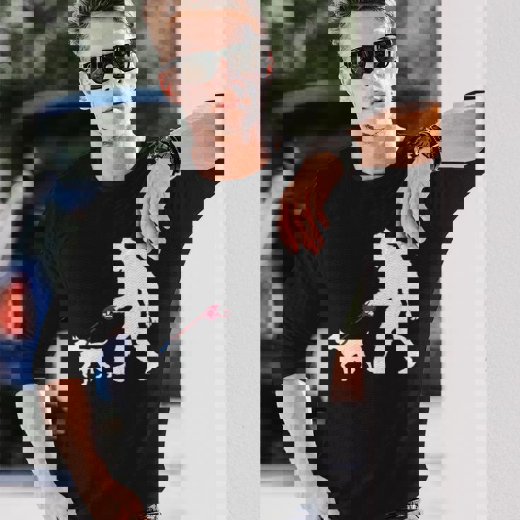 レトロ ビッグフットウォーキング 杖 コルソ 犬 面白い サスカッチ 長袖tシャツ 長袖Tシャツ 彼への贈り物