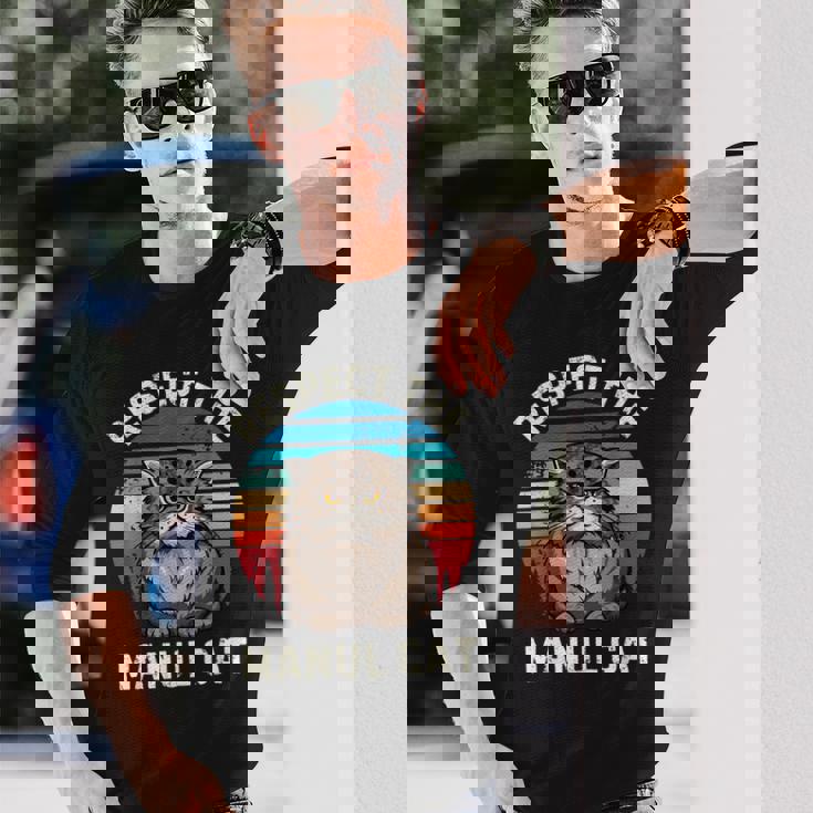 レトロ リスペクト マヌル 猫 ヴィンテージ グランジ マヌル 猫好き 長袖Tシャツ 彼への贈り物