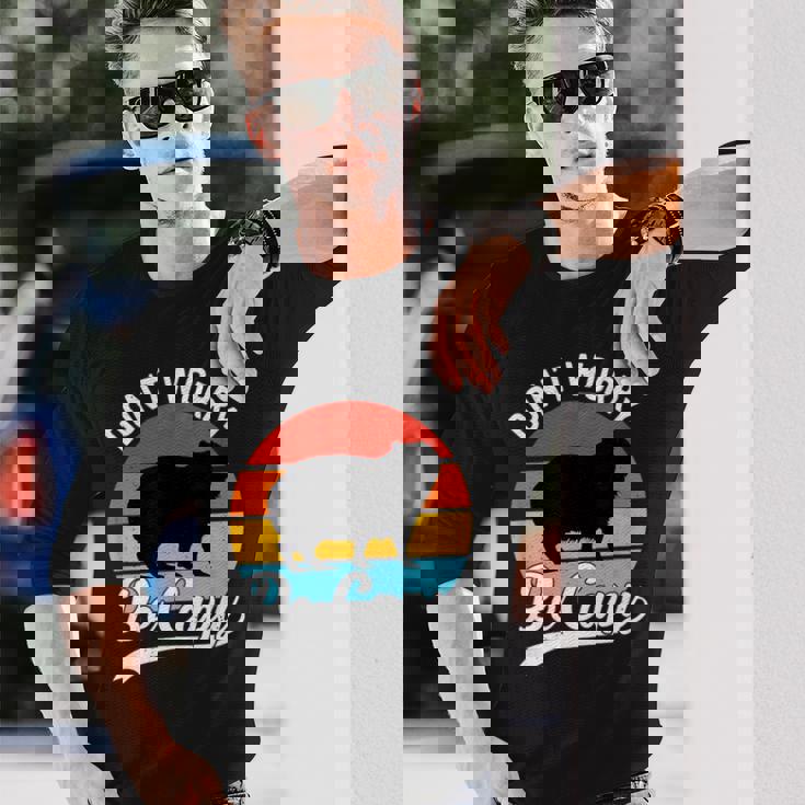 レトロ 面白い カピバラ Don't Worry Be Capy 長袖Tシャツ 彼への贈り物