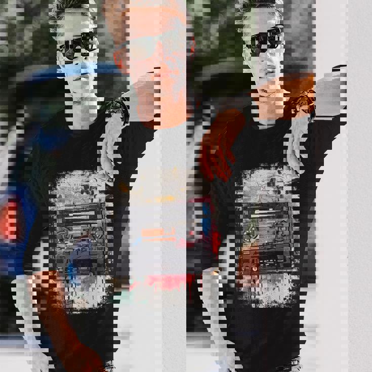 レトロスタイル オールドスクールミュージックテープ カセット ヴィンテージ ミックステープ 長袖tシャツ 長袖Tシャツ 彼への贈り物