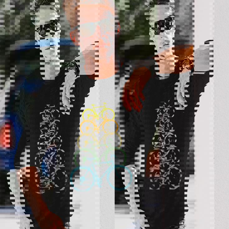 レトロビンテージ自転車モチーフの自転車モチーフ。 長袖Tシャツ 彼への贈り物