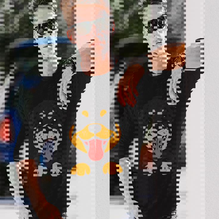 ロットワイラー犬ユーモアかわいいシンプルな愛ロットワイラー 長袖Tシャツ 彼への贈り物