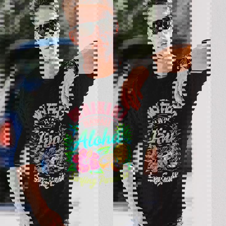 ワイキキ ハワイ アロハ サーフィン パラダイス ハイビスカス パイナップル 長袖tシャツ 長袖Tシャツ 彼への贈り物