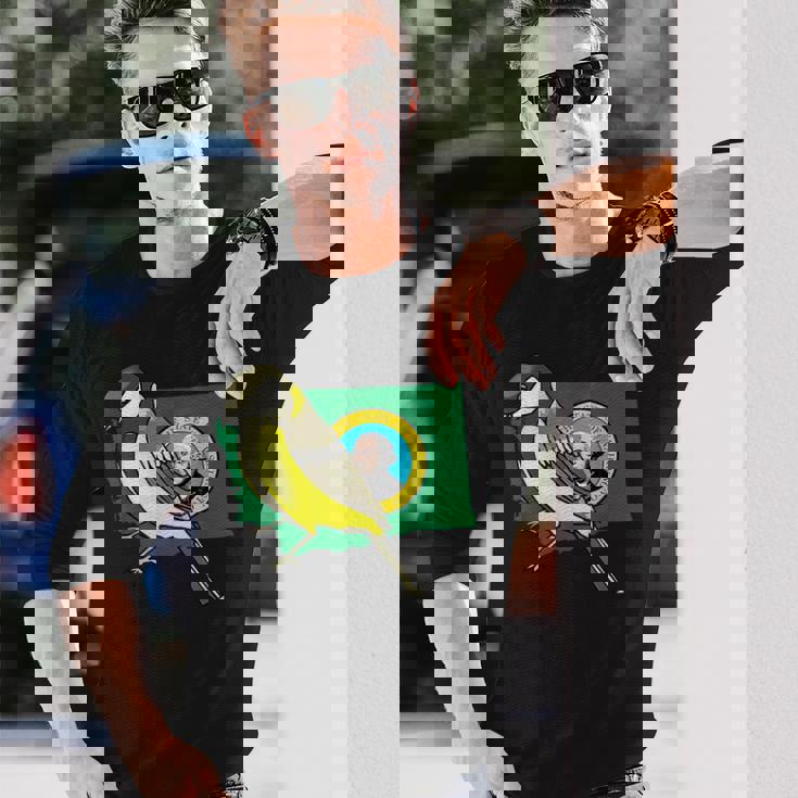 ワシントン州旗 ゴールドフィンチ 鳥 長袖Tシャツ 彼への贈り物